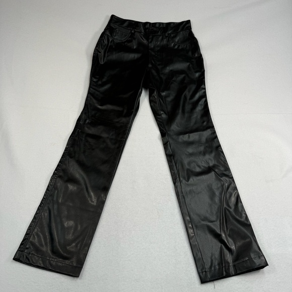 Highway Bootcut Faux Leather Pants Womens Juniors Size 9 Black High Rise - Picture 2 of 11
